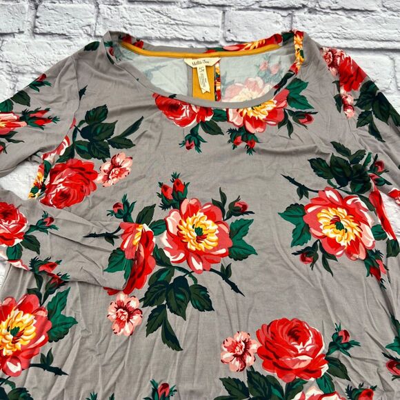 Matilda Jane Women I’m A Dreamer Bright Floral Midi Dress Long Sleeve Gray Large - Picture 2 of 9